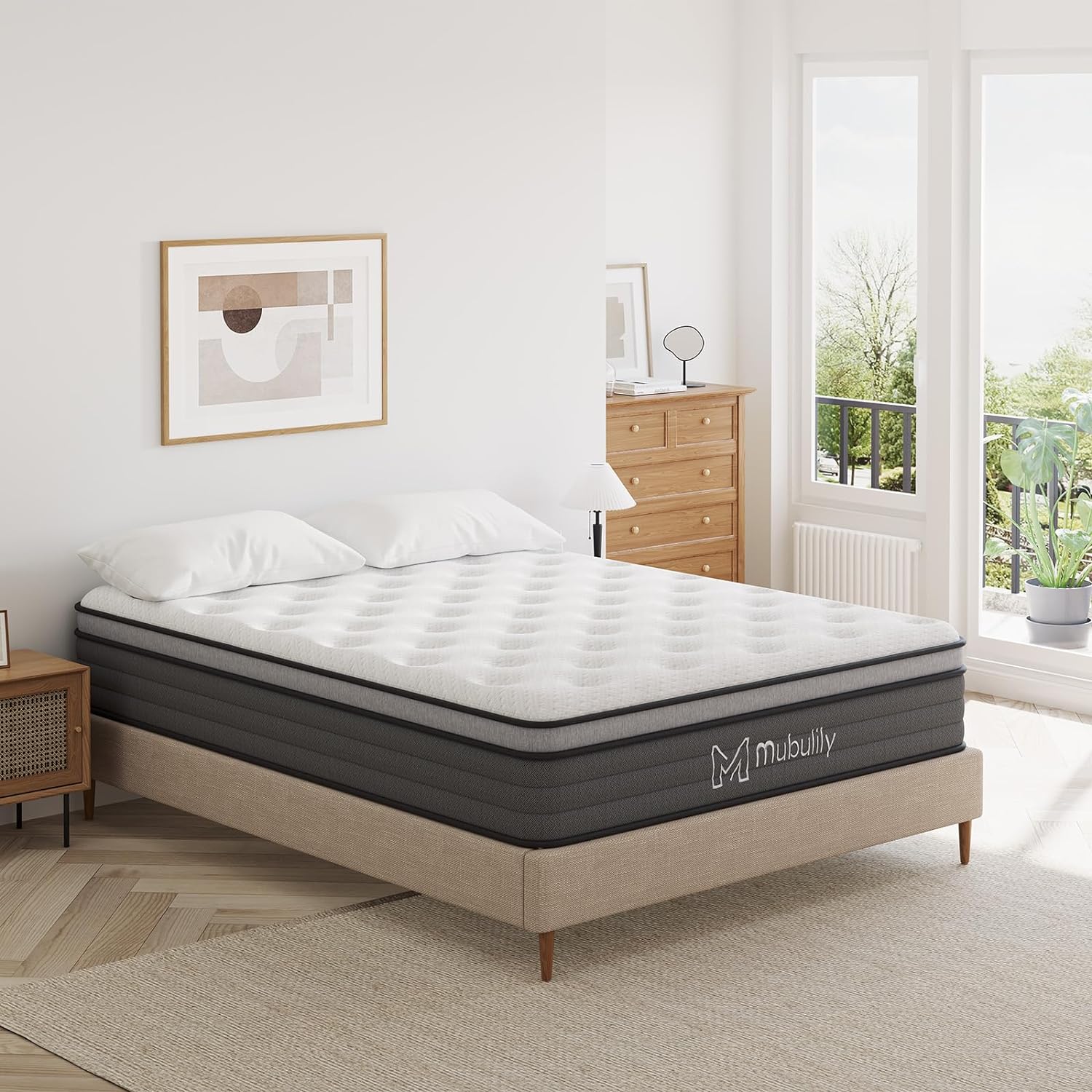 Mubulily Queen Mattress,12 Inch Hybrid Mattress with Gel Memory Foam, Motion Isolation Individually Wrapped Pocket Coils Mattress, Fits All Bed Frames Mattress, Medium Firm Feel Mattresses