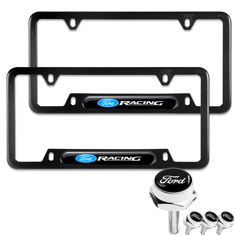 FORD Racing SET Brand New Stainless Steel Black License Plate Frame 2p – MAKOTO_JDM