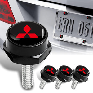 X4 Universal Auto Car License Plate Bolts Frame Screw Caps Covers for Mitsubishi
