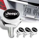 4Pc For JEEP Metal Car License Plate Frame Screw Bolt Cap Cover Screw Bolts Nuts