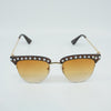 Hedi Metal Frame Rhinestone Inlaid Sunglasses - Shadeitude