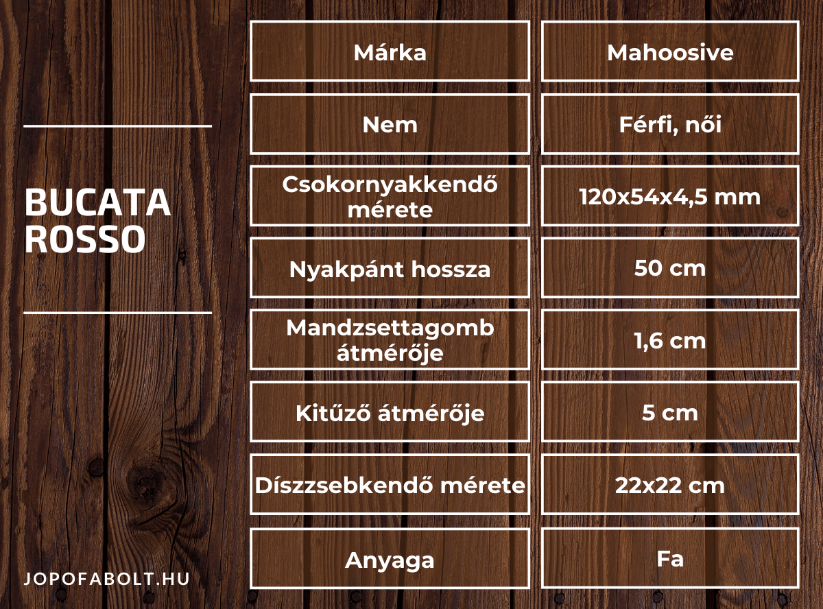 Bucata Rosso Fa Csokornyakkendő termékleírás