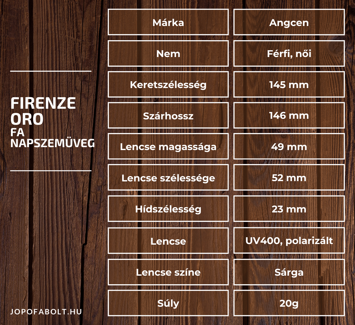 Firenze Oro Fa Napszemüveg termékleírás