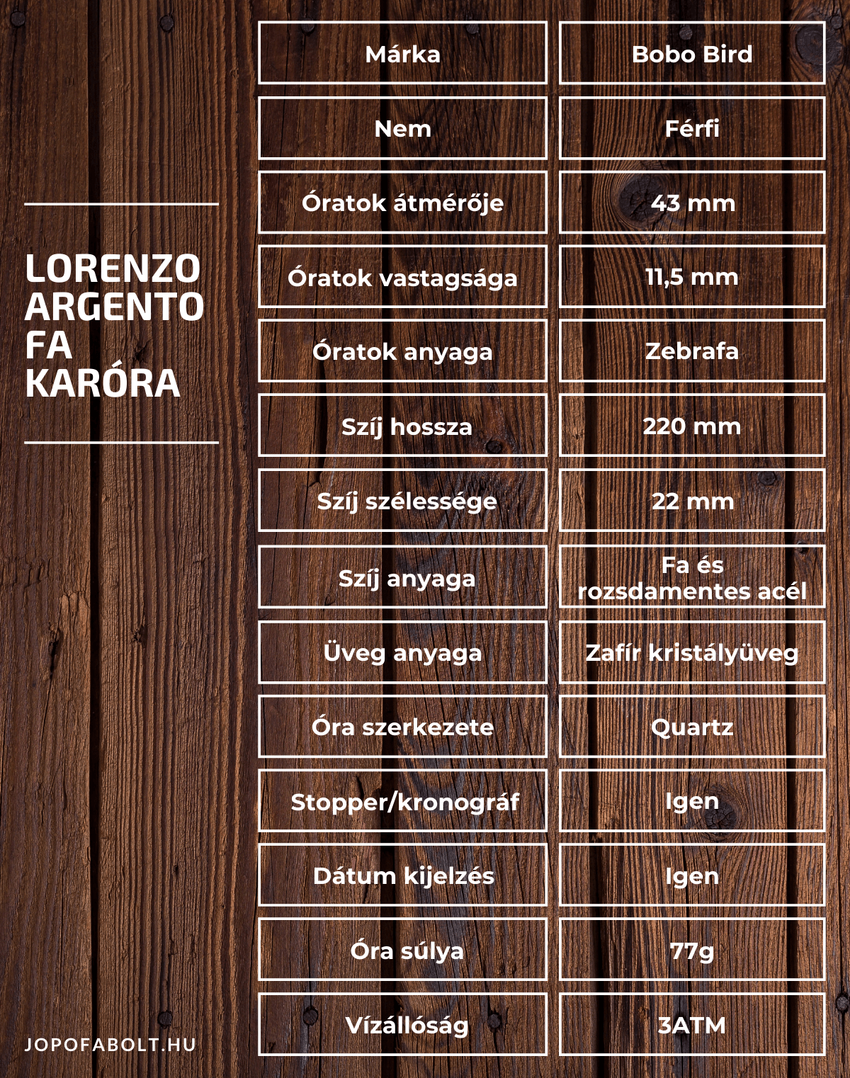 Lorenzo Argento Fa Karóra termékleírás