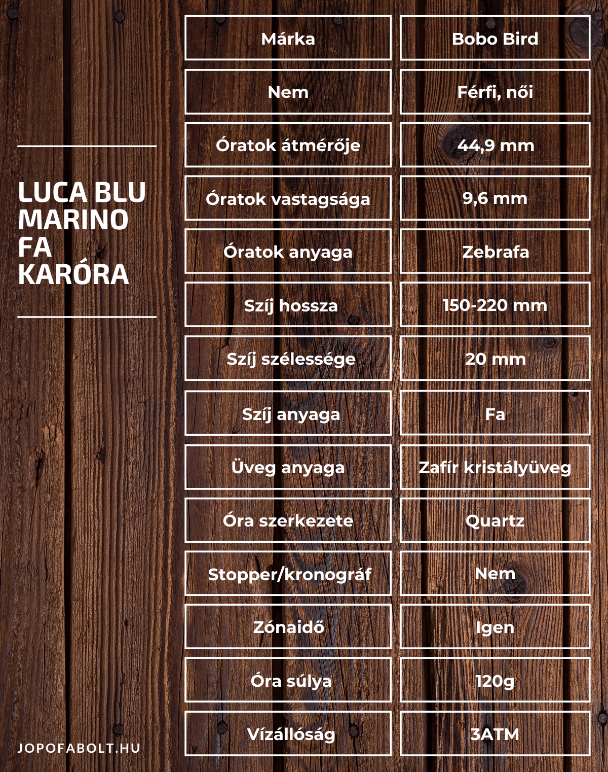 Luca Blu Marino Fa Karóra termékleírás