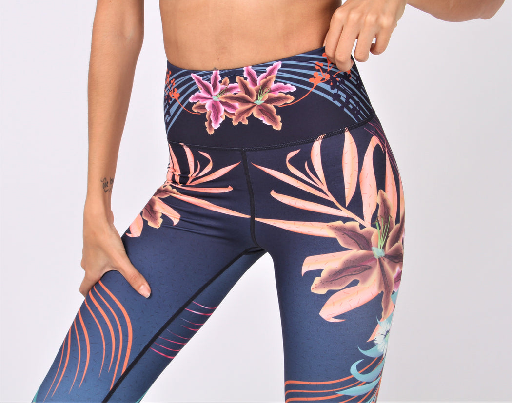 Sukha Tropical Floral Print High Waist Support Legging Yof Athletica