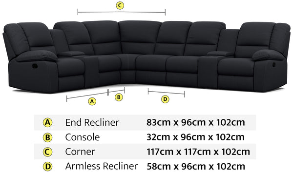 Harmony 6 Seater Corner Modular Dimensions