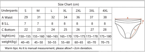 3D Padded Women's Cycling Underwear Size Chart