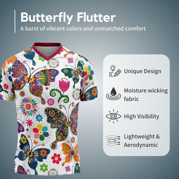 Experience the comfort and performance of the Butterfly Flutter, a women's short sleeve MTB jersey by Cycling Frelsi.