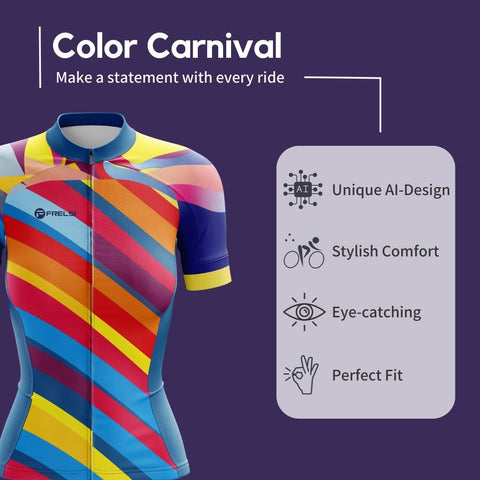 Color Carnival Women's Short Sleeve Cycling Jersey Highlights