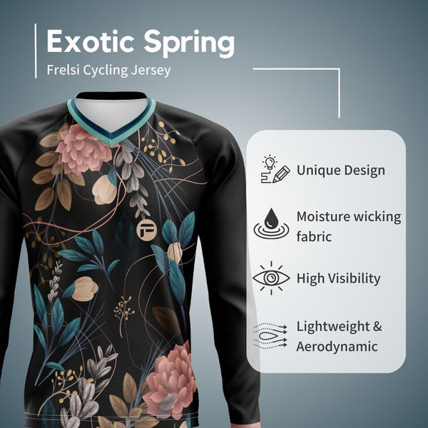 Stay cool and conquer any terrain with the Exotic Spring MTB jersey. Breathable fabric, relaxed fit, and a tropical vibe perfect for off-road adventures.