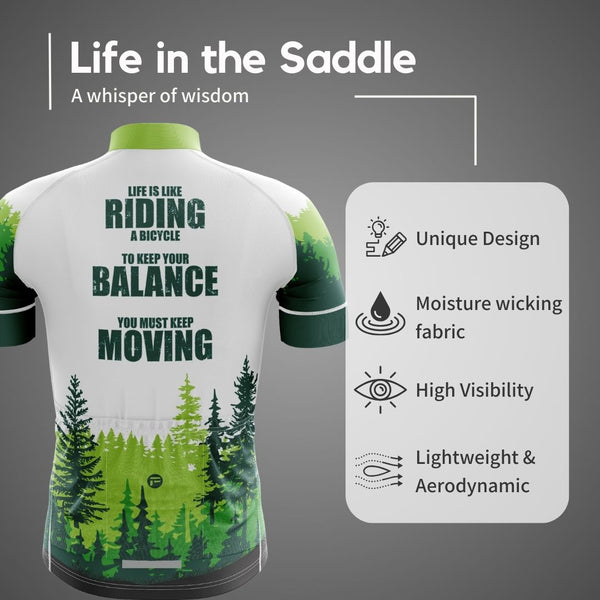 Life in The Saddle | Men's Short Sleeve Cycling Jersey Features with Back Image