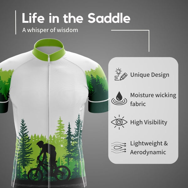 Life in The Saddle | Men's Short Sleeve Cycling Jersey Technical Features & Details with Front Image