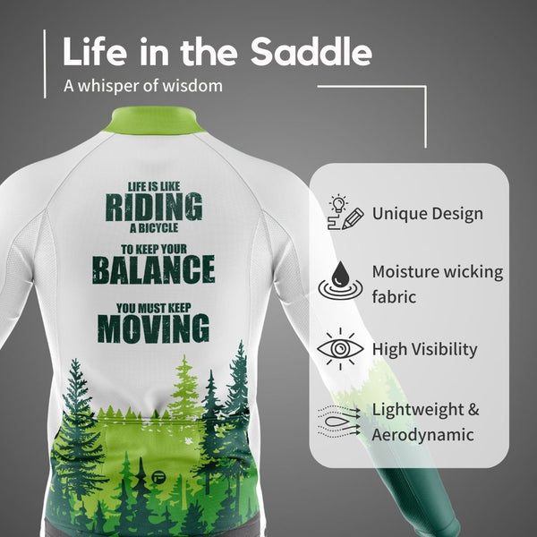 Life in The Saddle | Men's Long Sleeve Cycling Jersey Features with Back Image