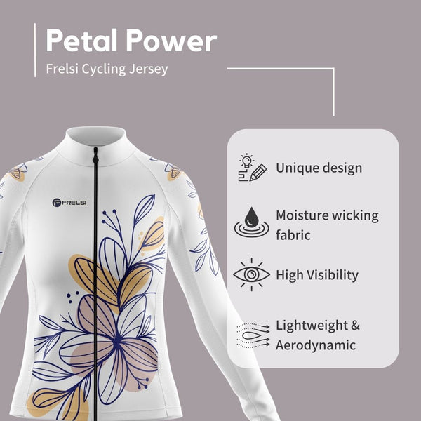 Petal Power | Women's Long Sleeve Cycling Jersey Facts & Features