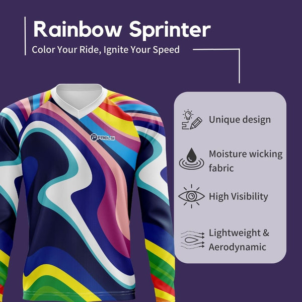 Rainbow Sprinter Men's Long Sleeve Mountain Biking Jersey Highlights