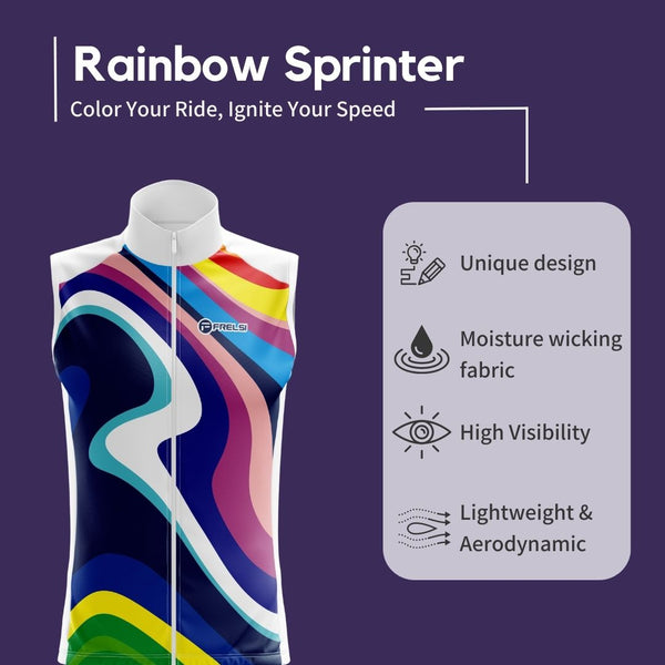 Rainbow Sprinter Sleeveless Cycling Jersey Highlights