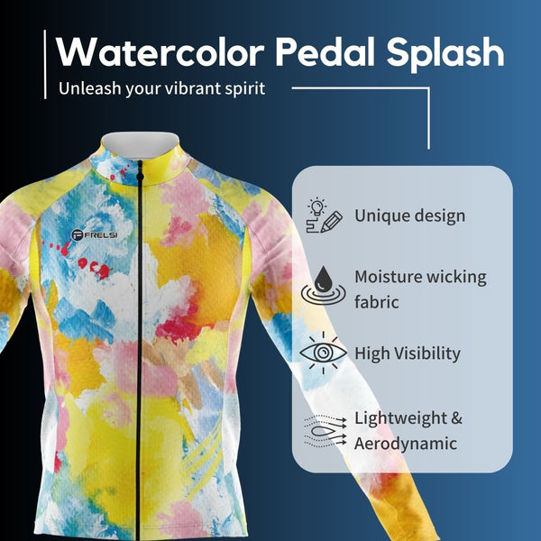 Watercolor Pedal Splash Men's Short Cycling Jersey - Facts & Features