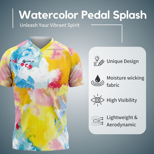Art meets adventure! The "Watercolor Pedal Splash" MTB jersey: A wearable masterpiece, comfortable, and perfect for off-road rides.