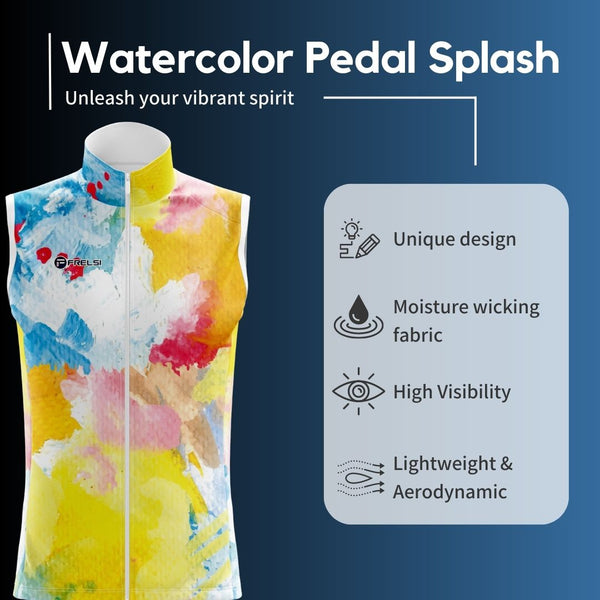 Watercolor Pedal Splash Sleeveless Cycling Jersey - Facts & Features