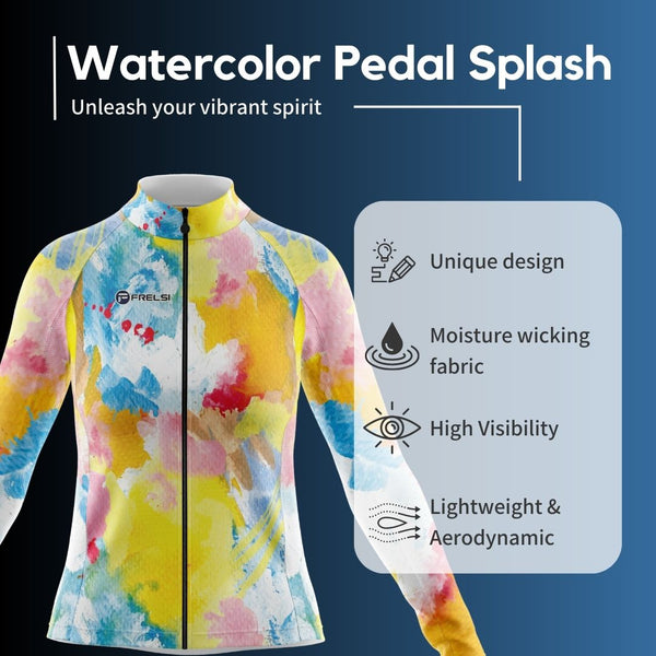 Watercolor Pedal Splash Women's Long Cycling Jersey - Facts & Features