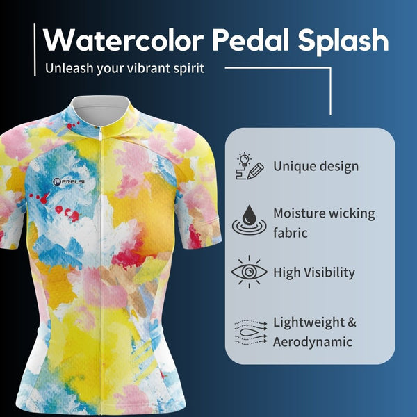 Watercolor Pedal Splash Women's Short Cycling Jersey - Facts & Features