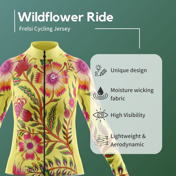 Wildflower Ride | Women's Long Sleeve Cycling Jersey Product Highlights