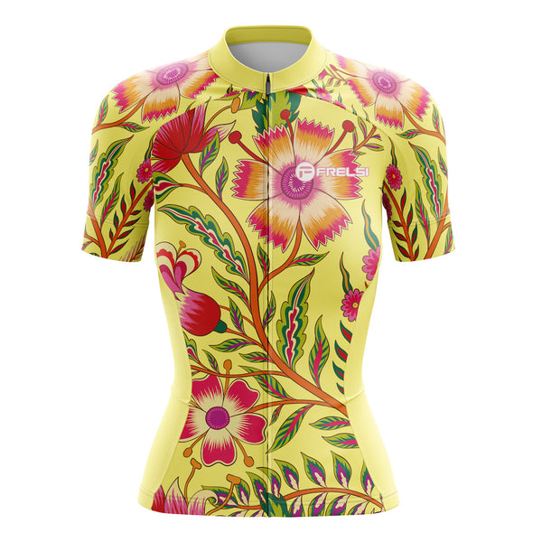 Cycling jersey adorned with white wildflower design - Wildflower Ride Cycling Jersey