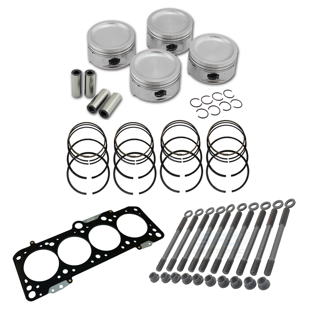 SPA TURBO Forged piston and rings set 83.5mm VW ABA 2.0L 8V + Decompression Head Gasket Spacer - 1.5mm + Head stud set