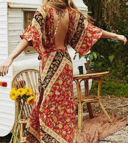 boho backless gypsy dress , gypsy style dreses , gypsy dresses