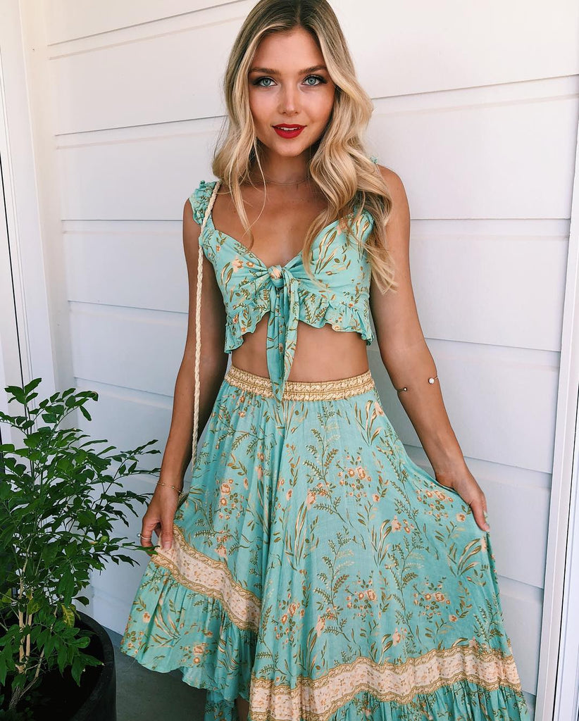 Turquoise Ruffle Skirt & top | 2 Piece Set | Love that Boho | Love that ...
