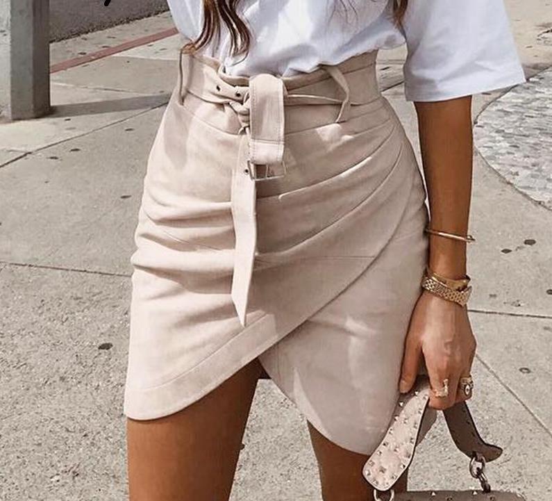 cream suede skirt