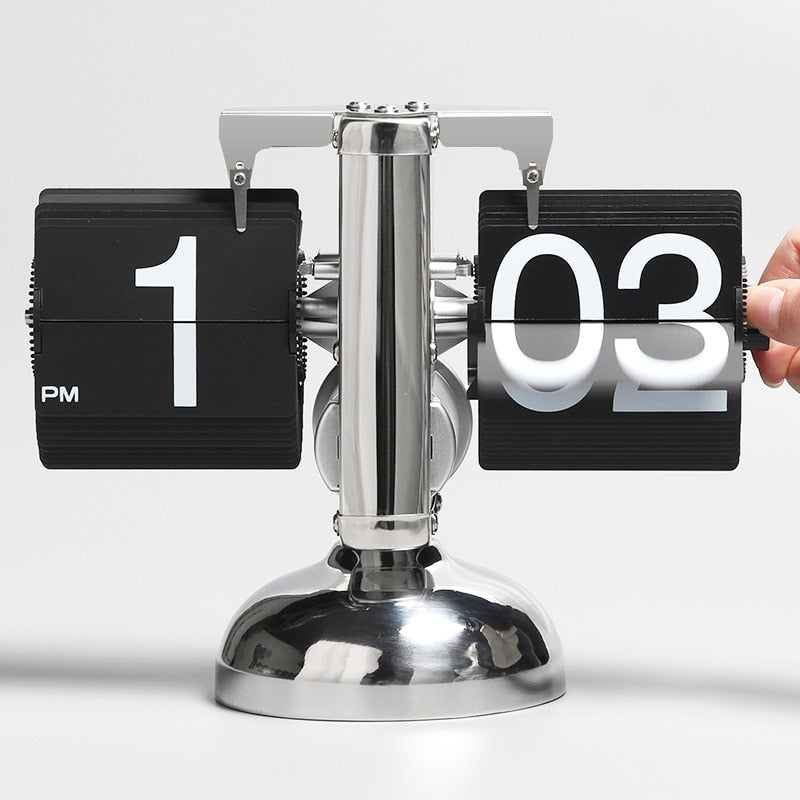 European Creative Mechanical Flip Table Clock