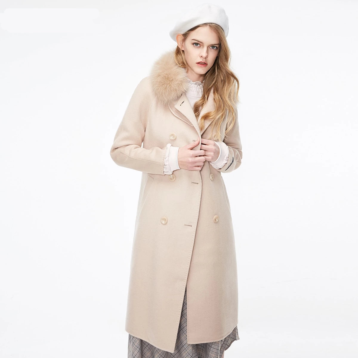 wool coat with fox fur collar