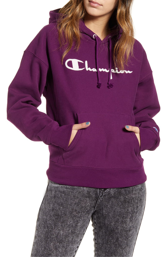 champion reverse weave iris purple hoodie