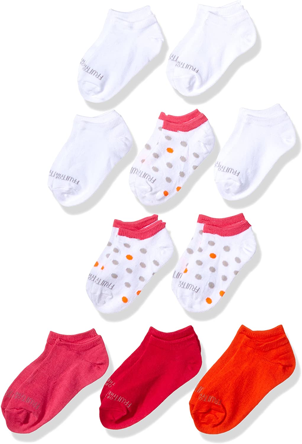 C5005/AX - Fruit Of The Loom Girls 10 Pack Everyday Soft No Show Socks