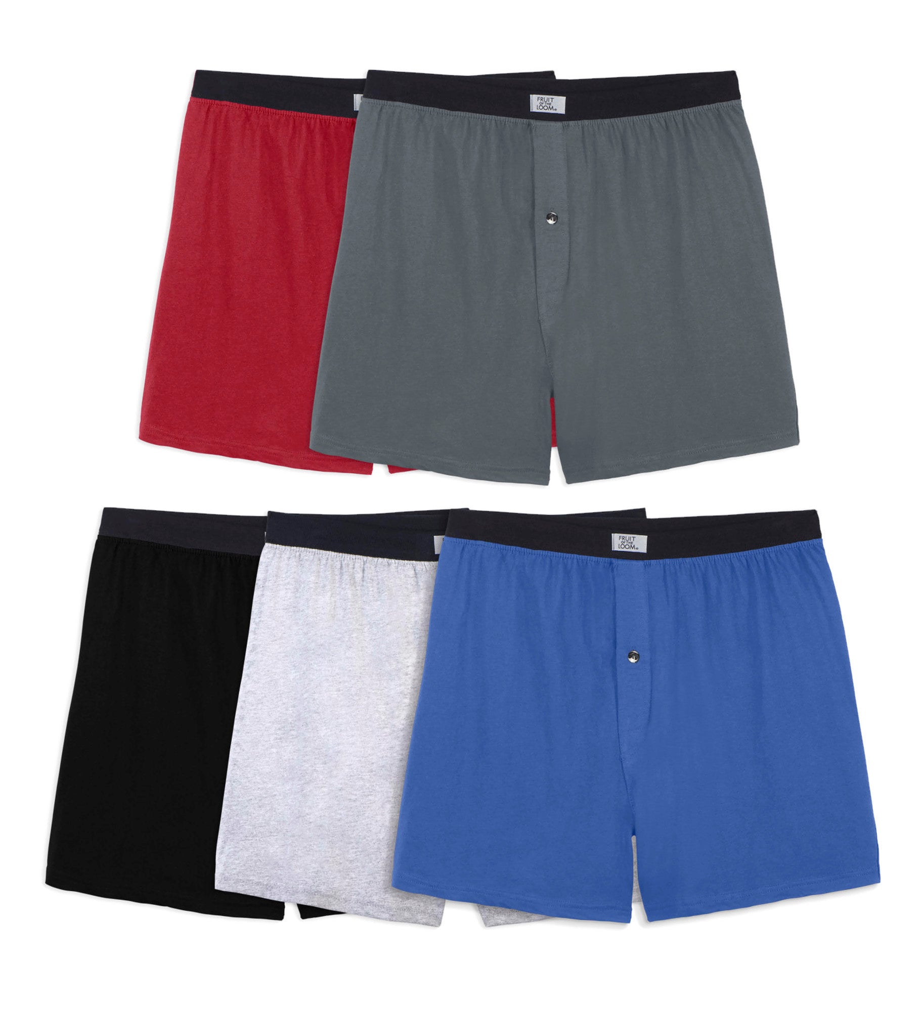 FTL-5P540TG - Fruit Of The Loom Mens Knit Boxers 5 Pack, S, Assorted