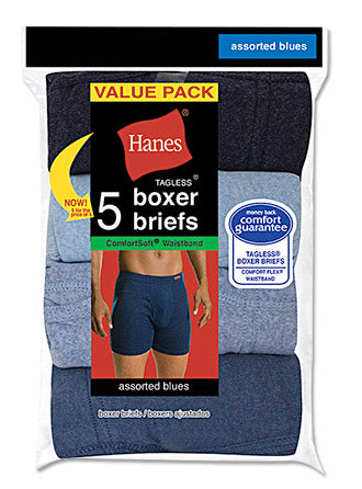 7420Z5 - Hanes Men's ComfortSoft® TAGLESS® Blues Boxer Briefs 5-Pack