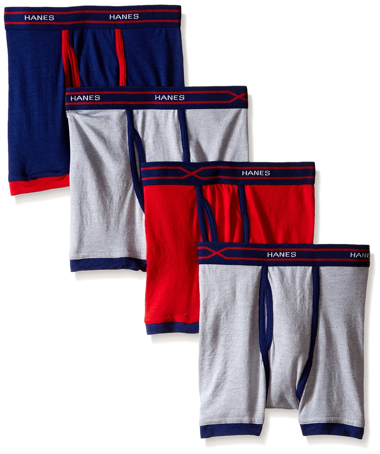 Bx6rp4 Hanes Boys` X Temp 4 Pack Ringer Boxer Briefs With Comfort Flex Waistband 8889