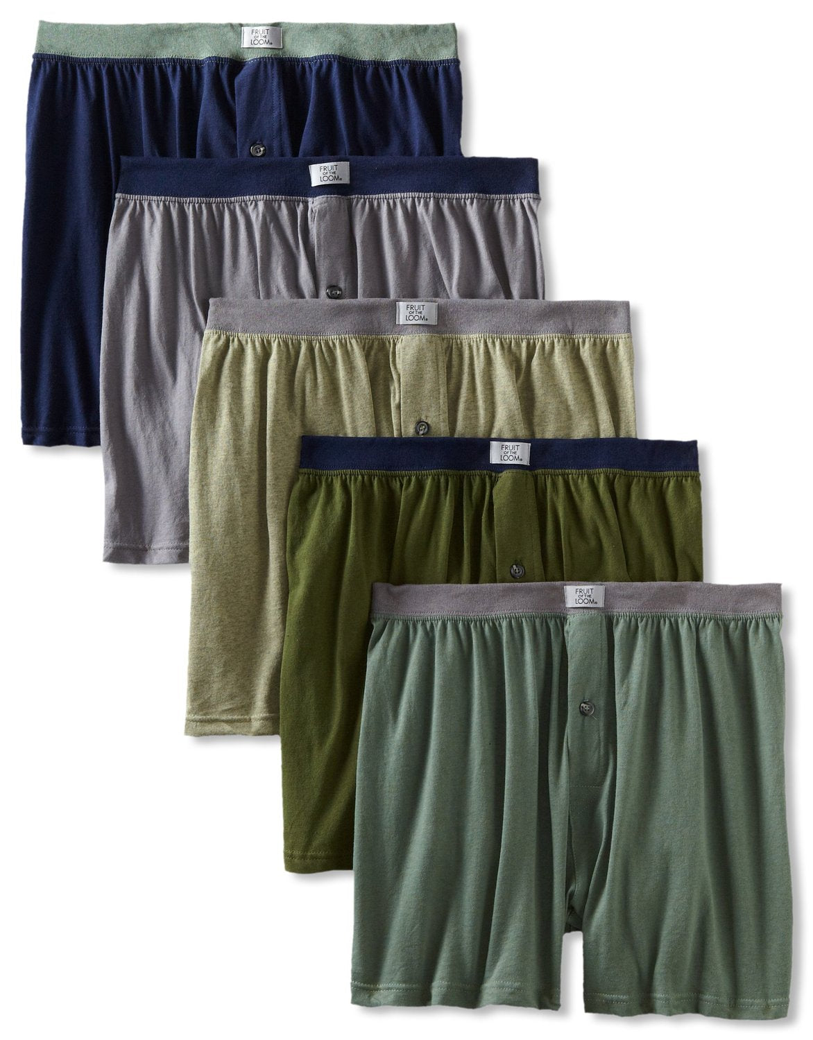 FTL-5P540 - Fruit of the Loom Men`s 5pk Soft Stretch Assorted Knit Boxer