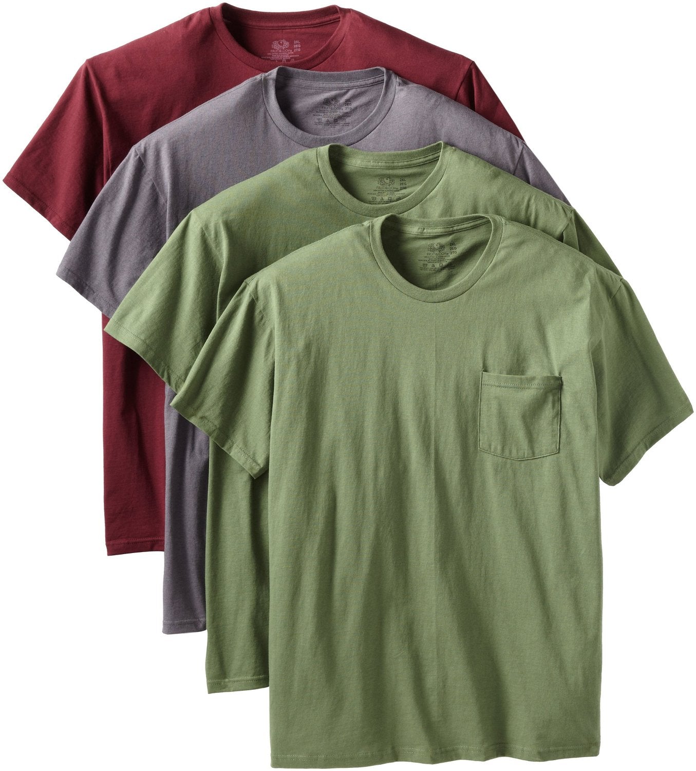 Ftl 4p30bg Fruit Of The Loom Men`s 4 Pack Fashion Color Pocket T Shirts