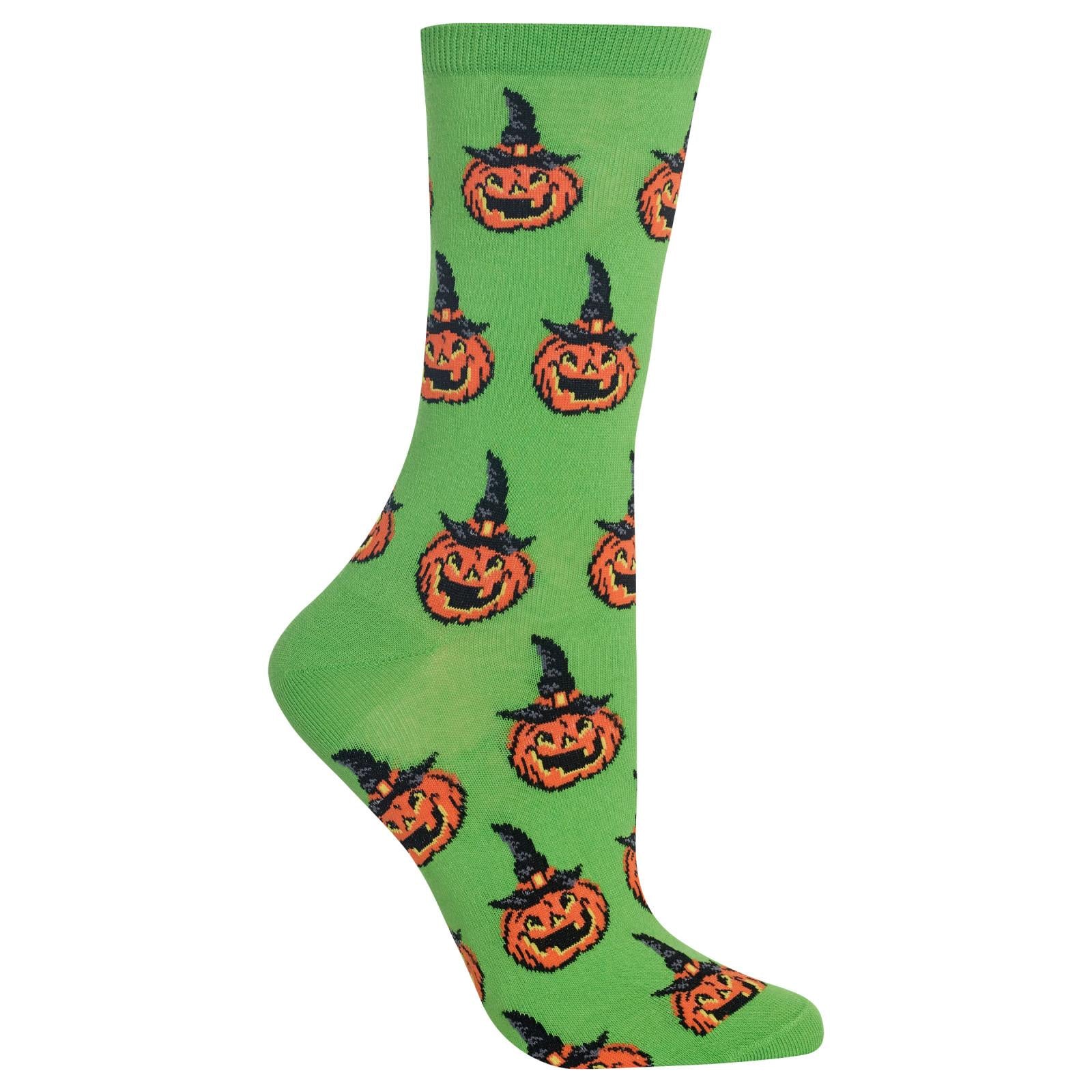 HOH00000I - Hot Sox Womens Jack O Lantern Crew Socks