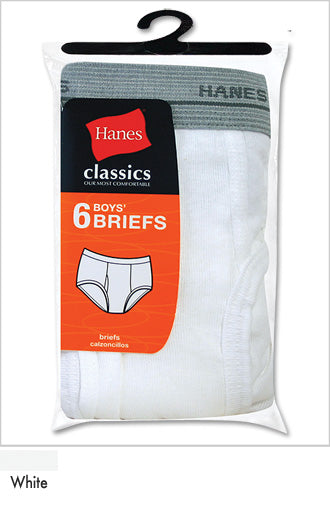 B252CL - Hanes Classics Boys White Brief 6 Pack