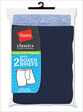 B725as Hanes Boys Classics Comfortsoft Dyed Boxer Brief 2 Pack