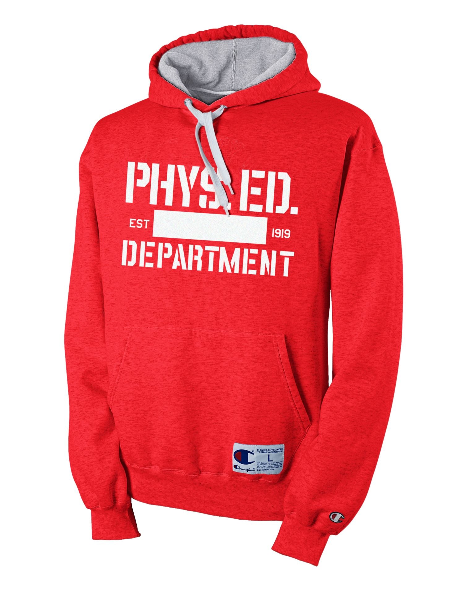 S4574 - Champion Retro Rugby Men's Hoodie with 'Phys Ed' Graphic