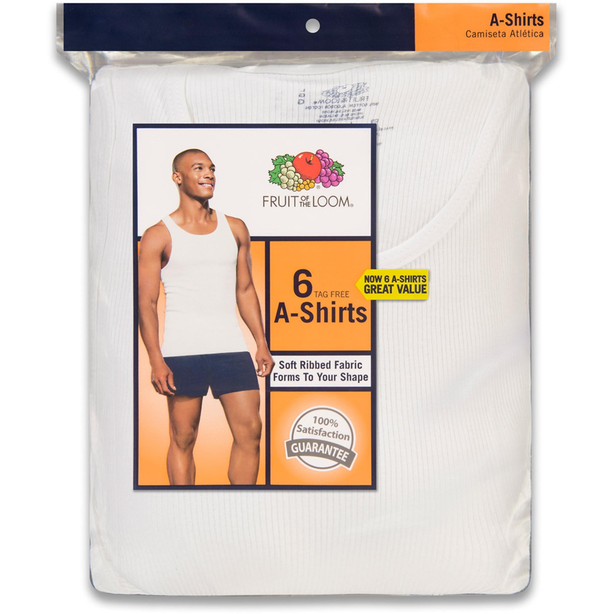 FTL-6P2501 - Fruit of the Loom Men`s 6-Pack White A-Shirts