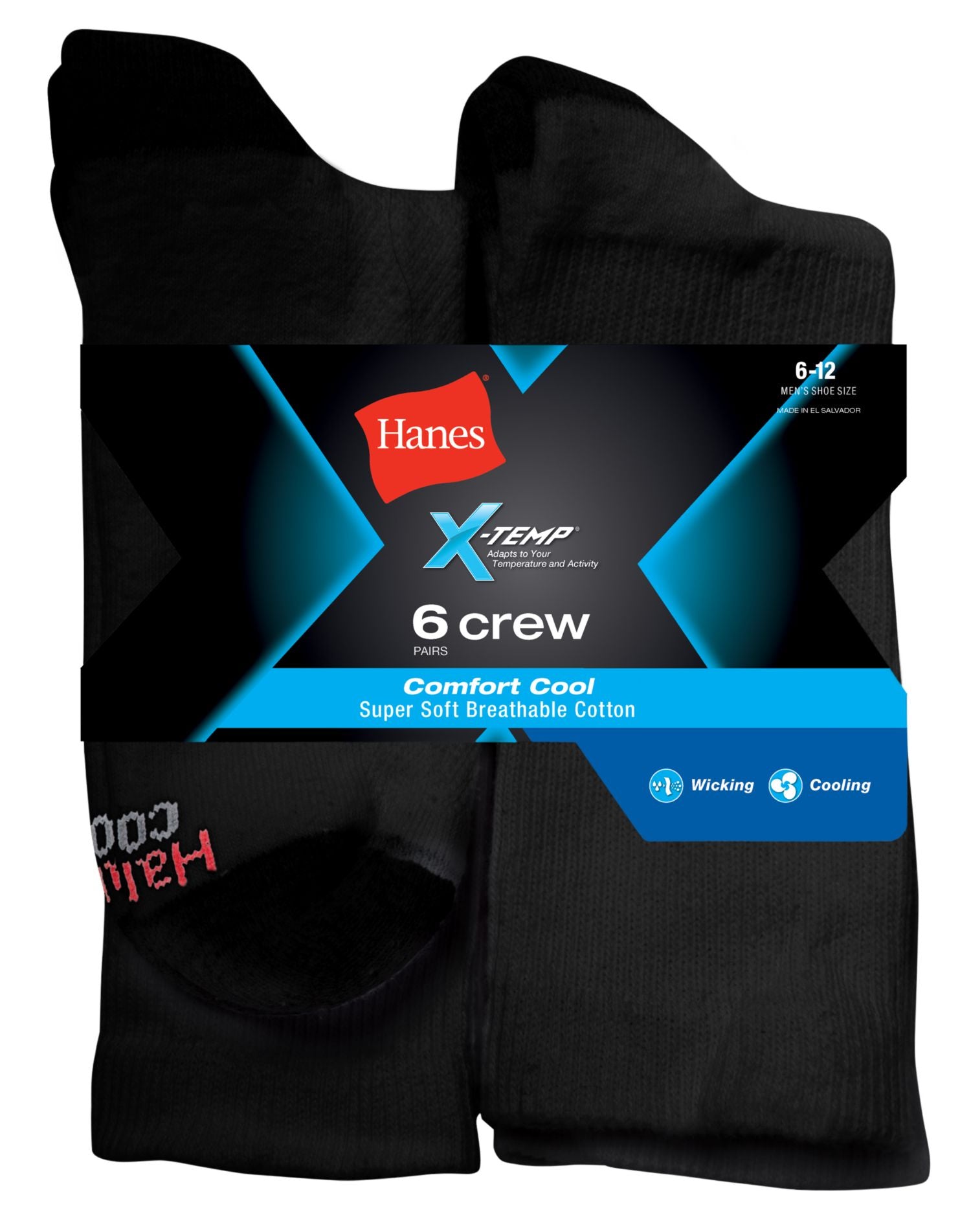 CC18/6 - Hanes X-Temp® Comfort Cool® Men`s Crew Socks