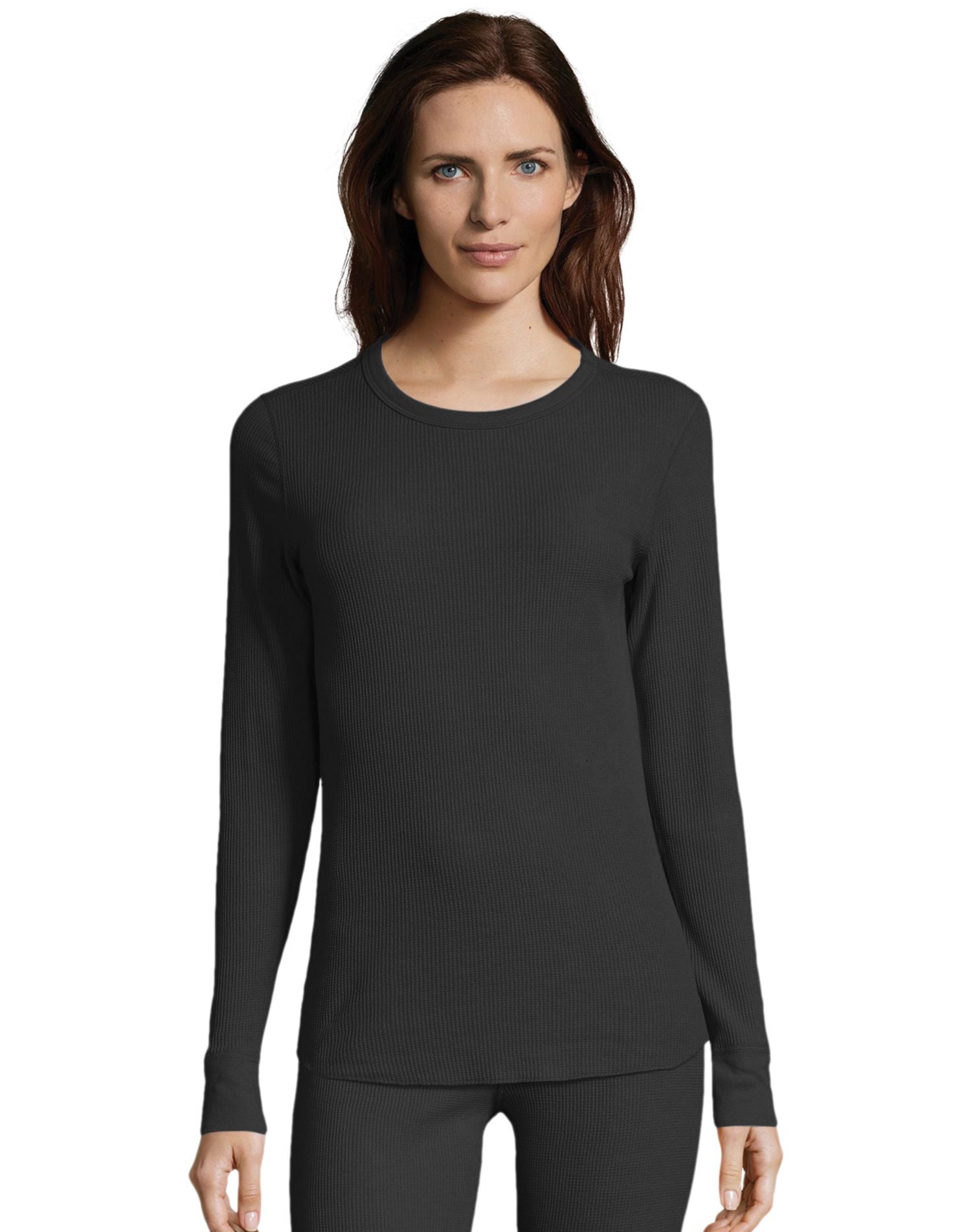 125601 Hanes Womens Waffle Knit Thermal Crewneck