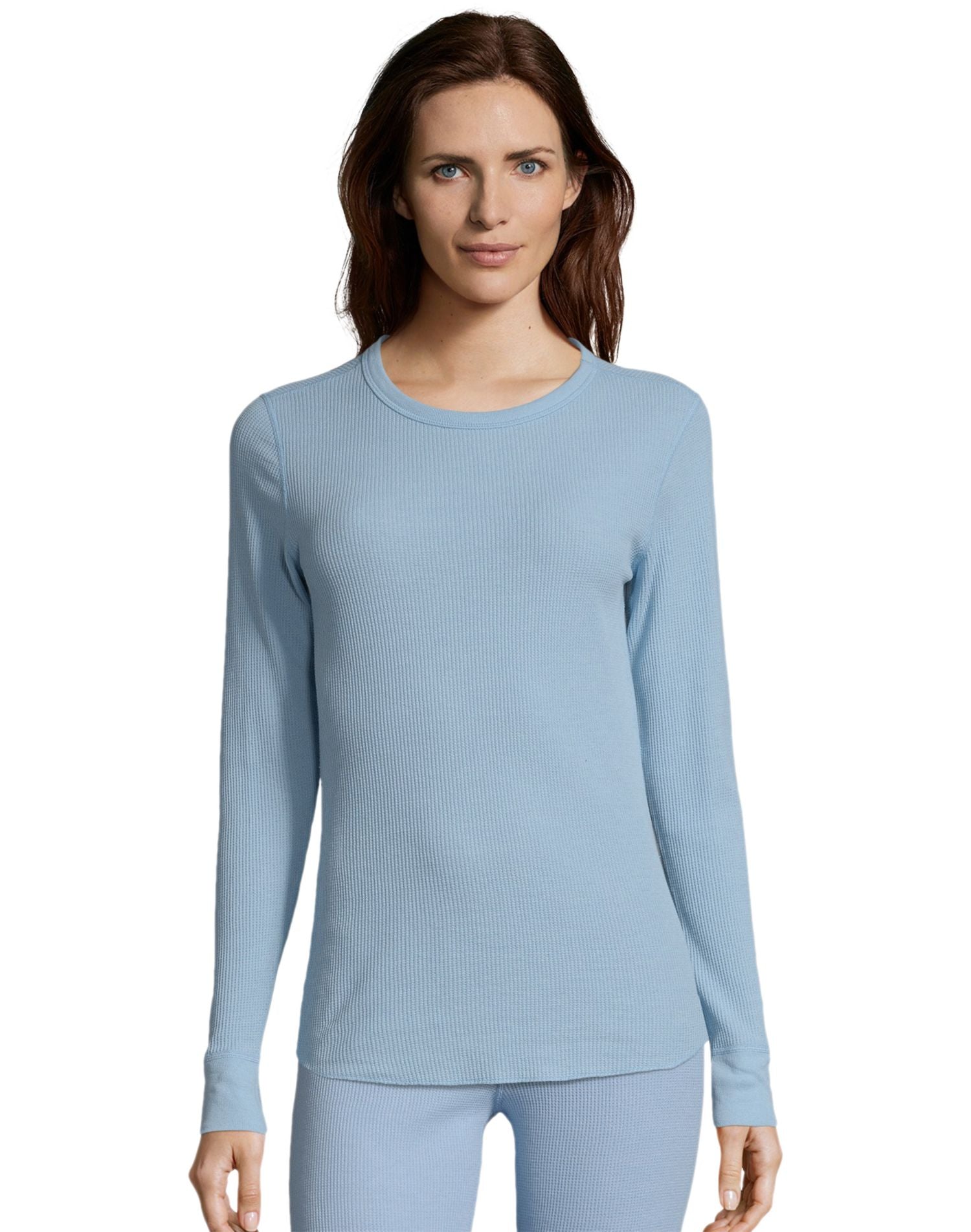 125601 Hanes Womens Waffle Knit Thermal Crewneck