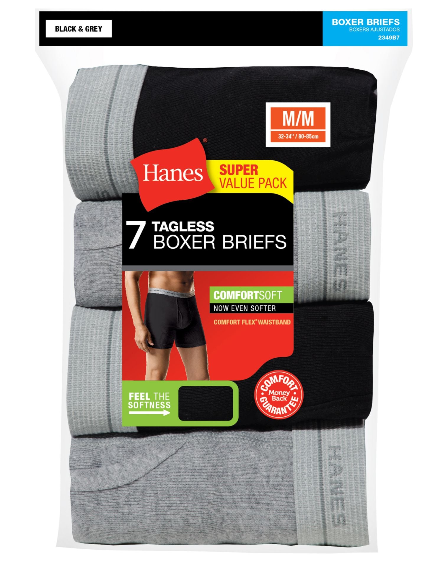 2349B7 - Hanes Men`s 7-Pack Comfort Flex Waistband Boxer Briefs